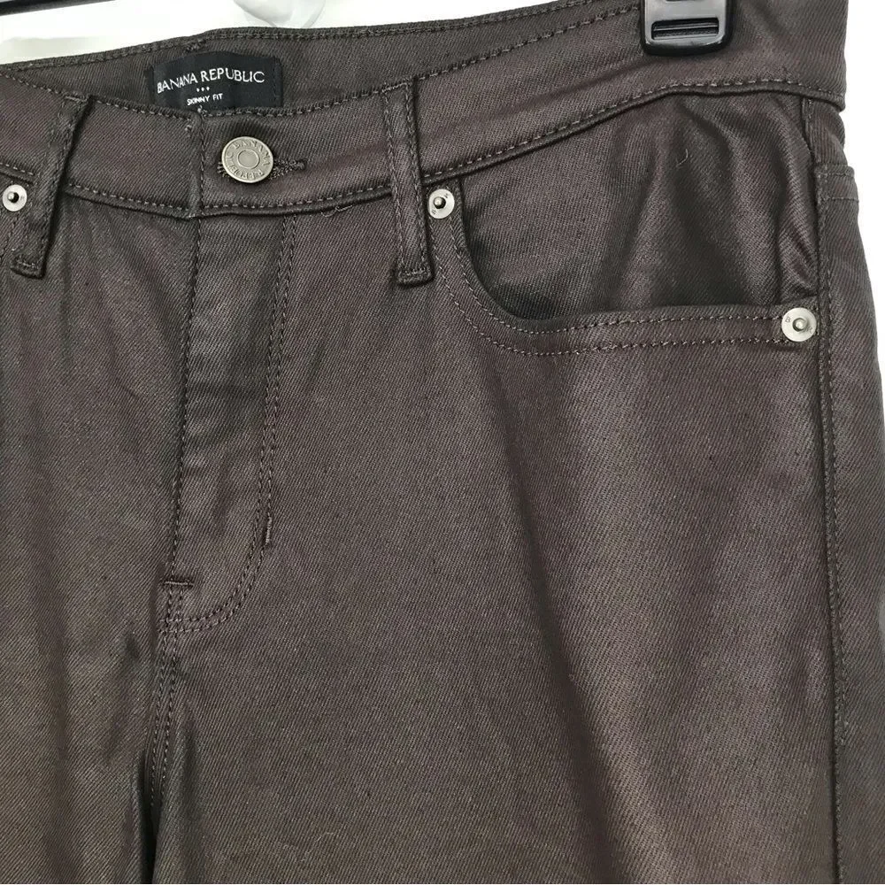 Banana Republic Factory Brown Barn Red Waxed Denim Skinny Fit Jeans